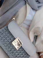 کیف دوشی مکرومه و چرم مصنوعی مدل الیزه